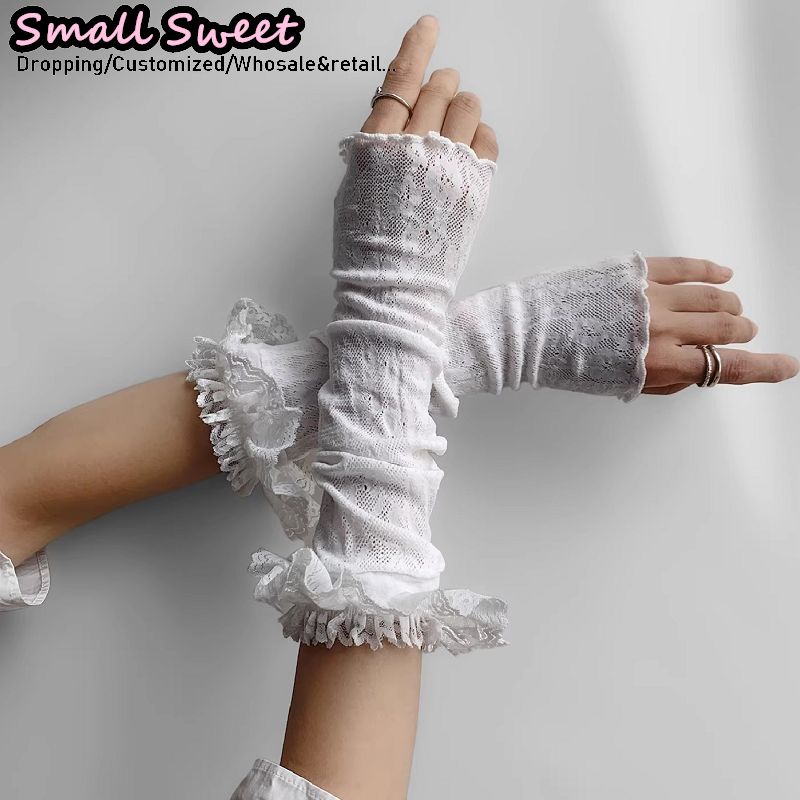 Women's Harajuku White Arm Sle – Fingerless Glove Knit Bewertung und Preis