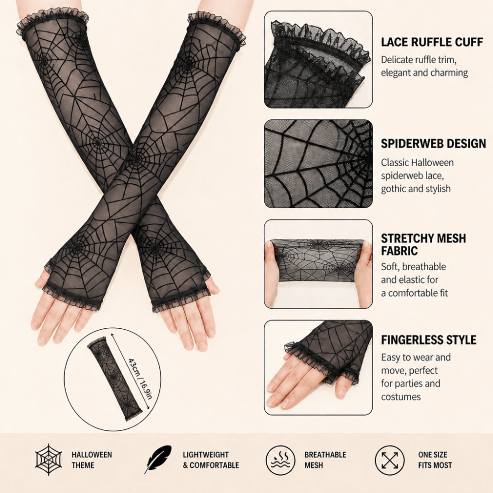 Gothic Spider Web Lace Fingerl – Fingerless Glove Knit Bewertung und Preis