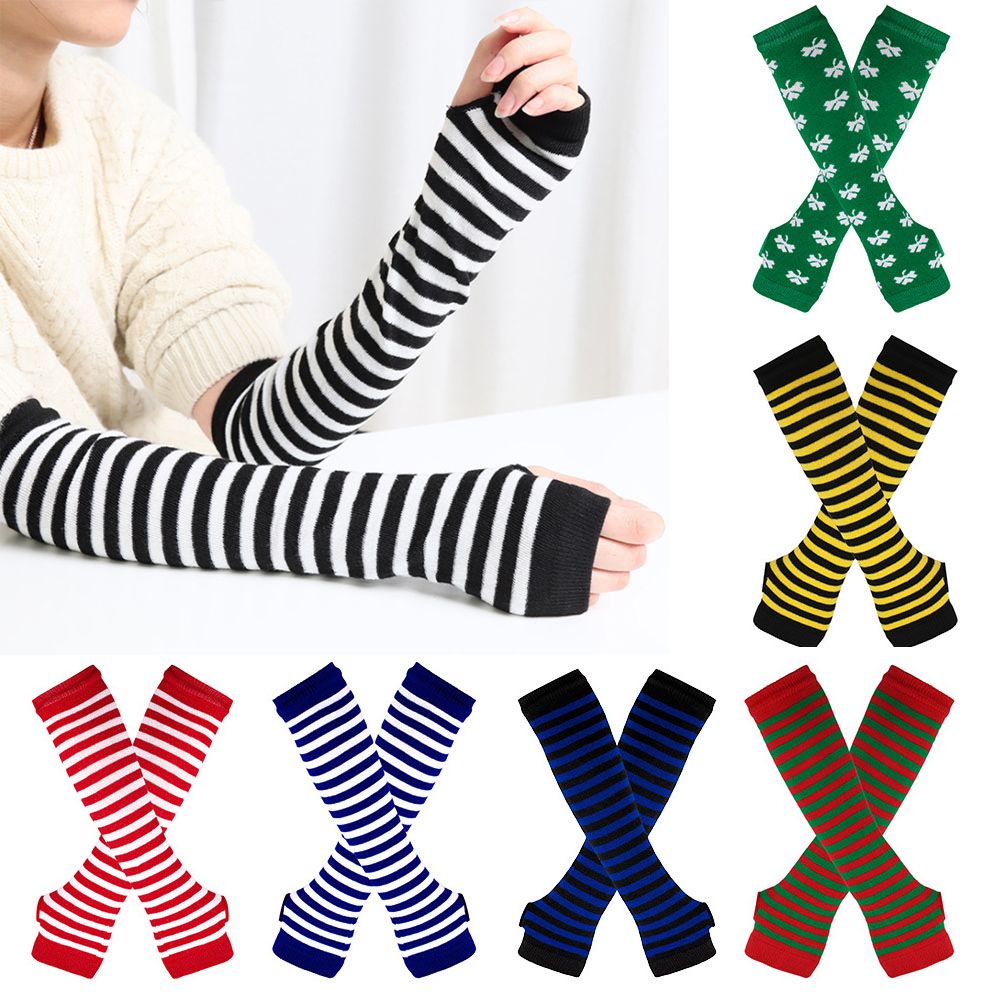 Striped Knitted Handschoenen L – Fingerless Glove Knit Bewertung und Preis