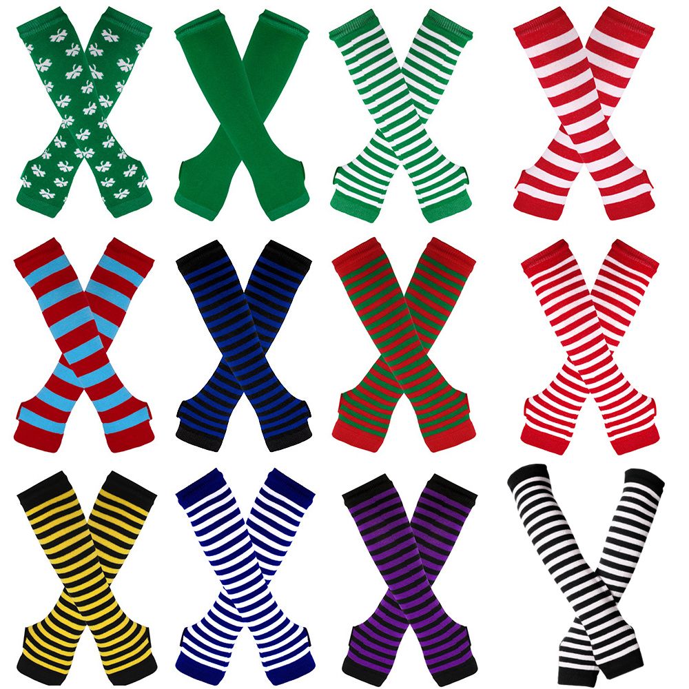 Striped Knitted Handschoenen L – Fingerless Glove Knit Bewertung und Preis