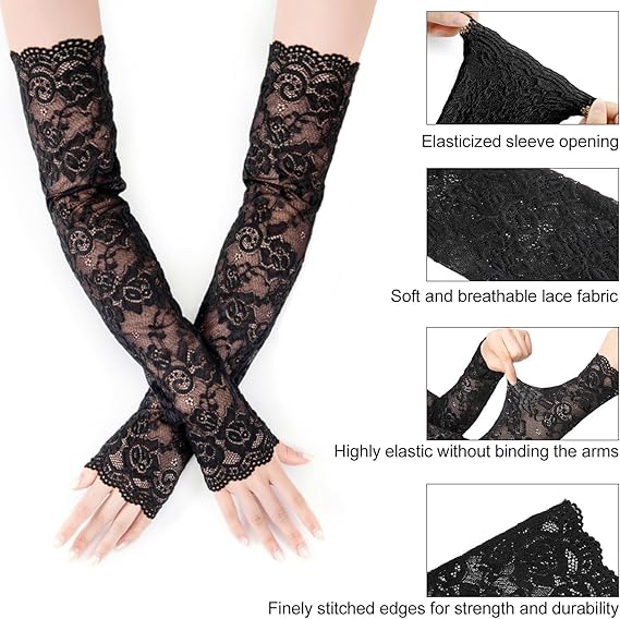 New 1Pair Sexy Lace Hollow-Out – Fingerless Glove Knit Bewertung und Preis