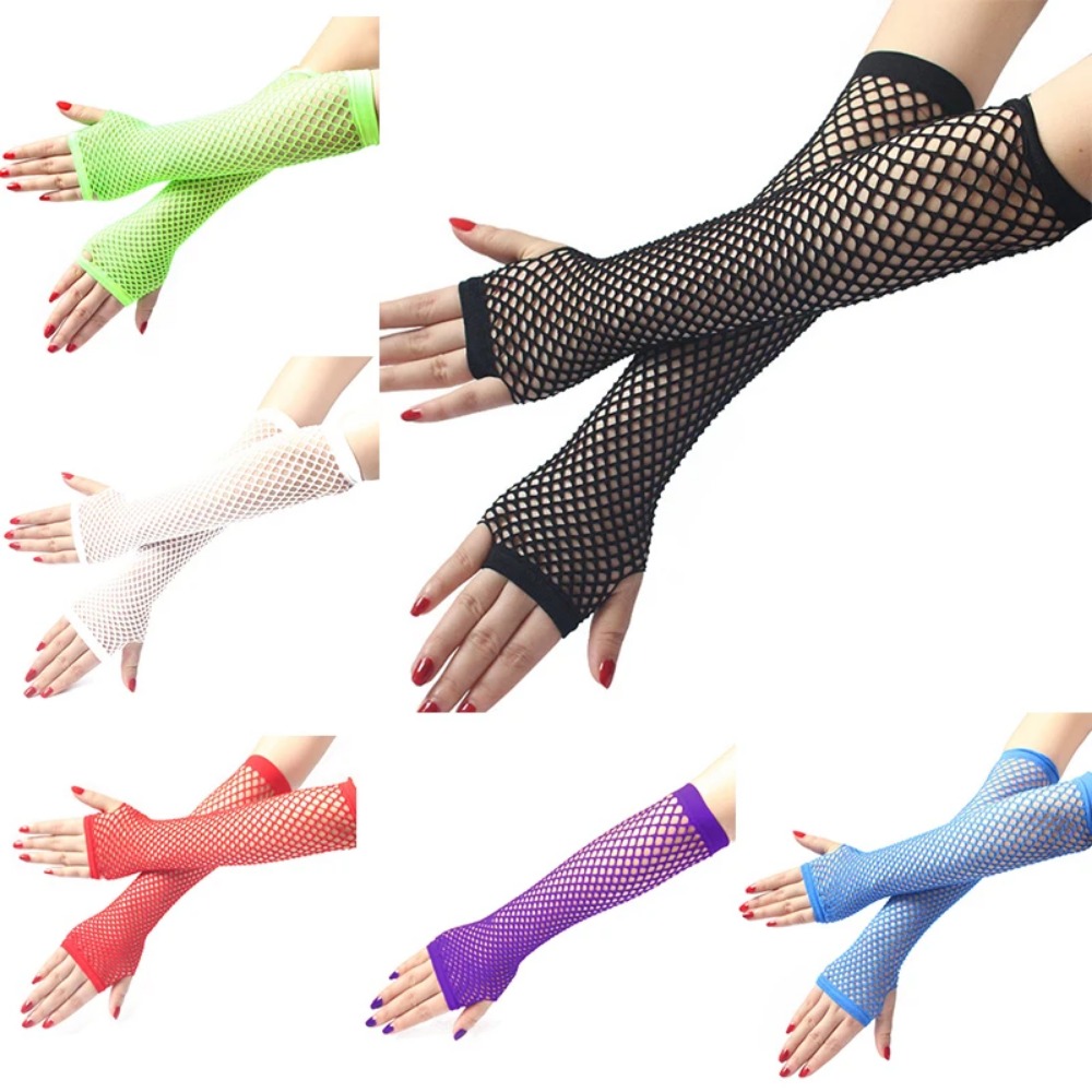 Women Neon Fishnet Long Finger – Fingerless Glove Knit Bewertung und Preis