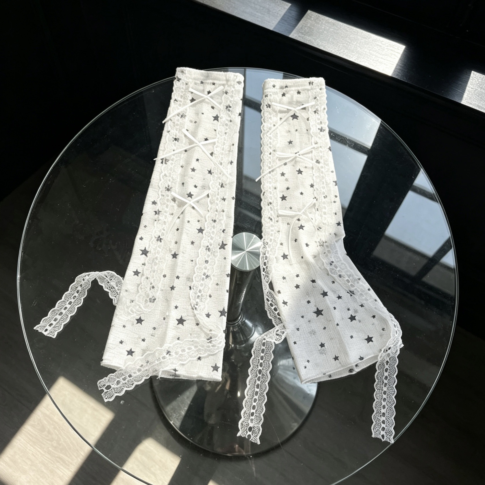 Kawaii Star Print Lace Arm Sle – Fingerless Glove Knit Bewertung und Preis