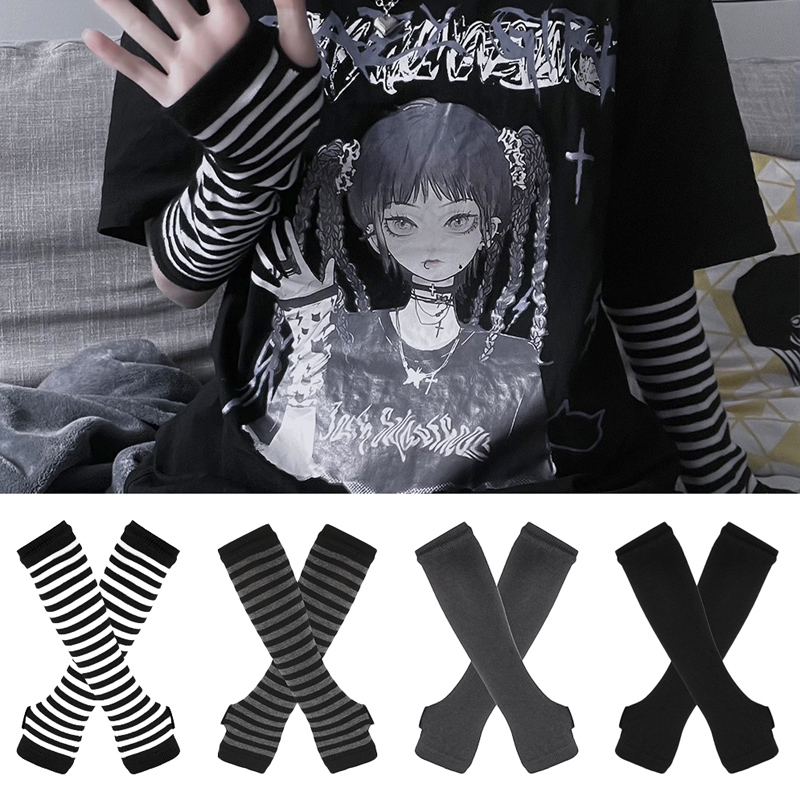 Women Long Sleeve Gothic Strip – Fingerless Glove Knit Bewertung und Preis