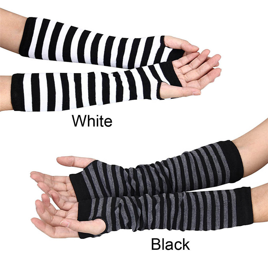 Women Long Sleeve Gothic Strip – Fingerless Glove Knit Bewertung und Preis