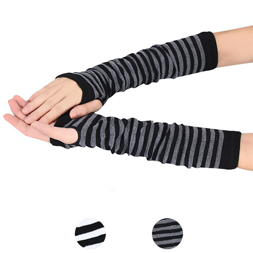 Women Long Sleeve Gothic Strip – Fingerless Glove Knit Bewertung und Preis